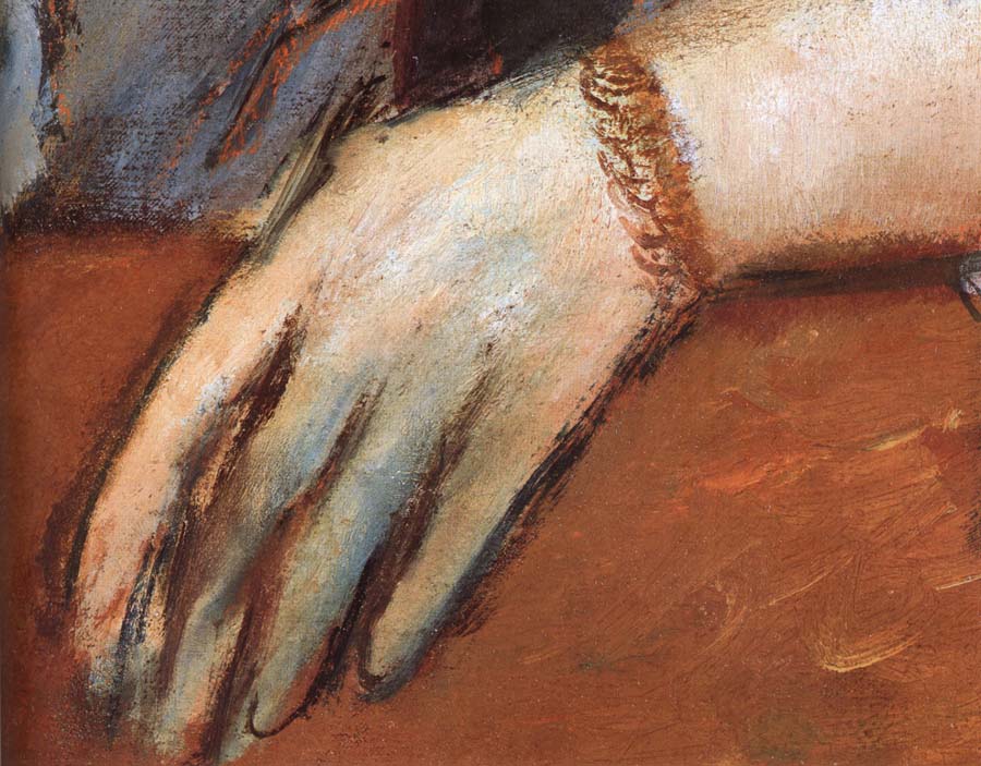 Edgar Degas Detail  of Portrait of Miss Lu